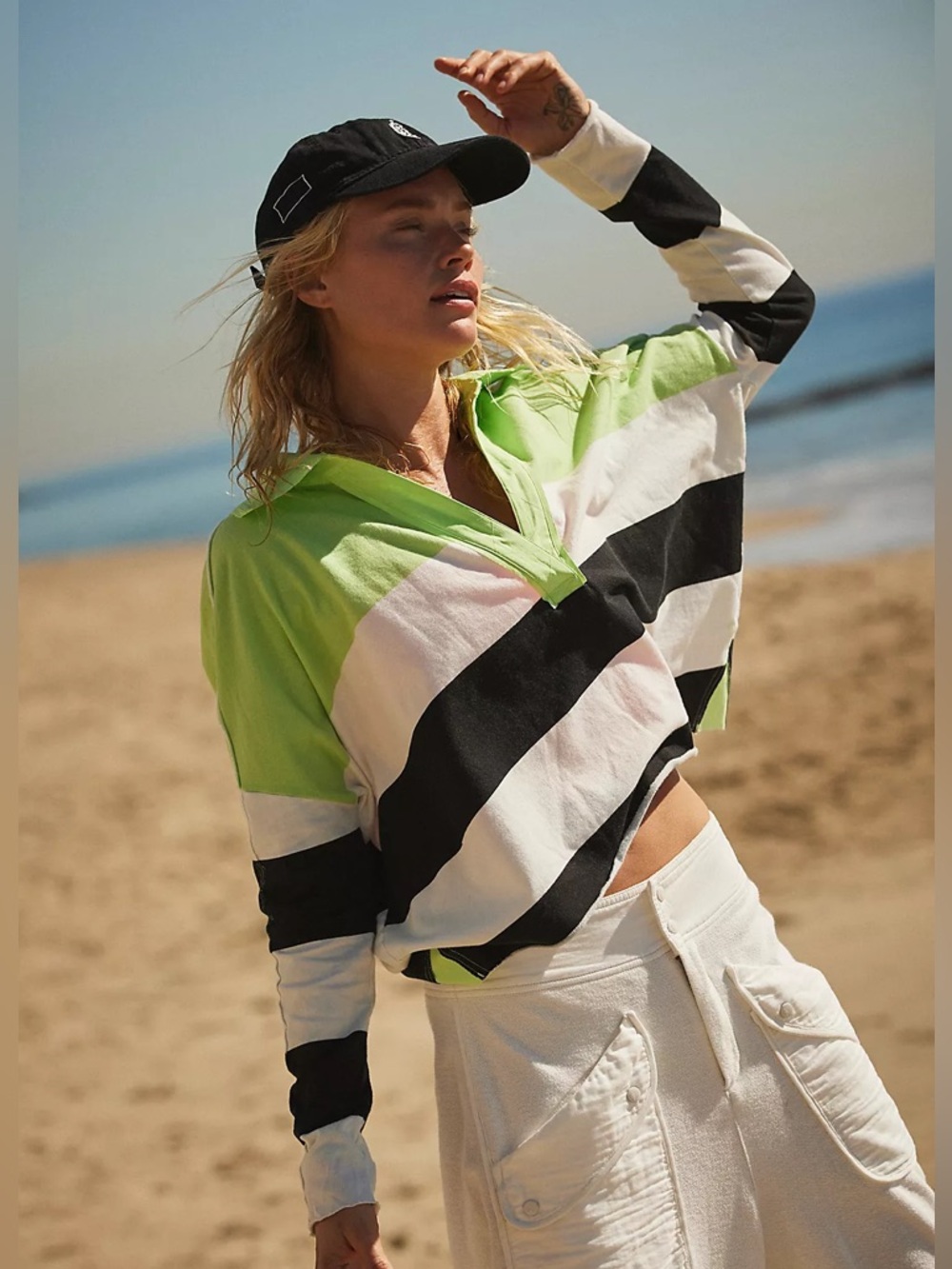 Free People Movement Prepped Stripe Polo